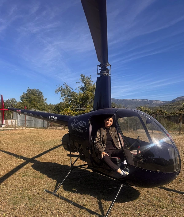 Valentina with helicopter