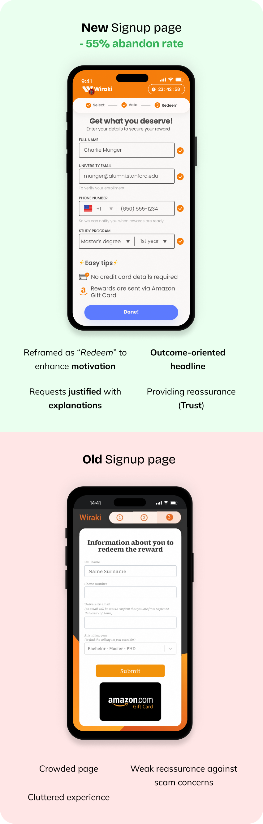 Signup Comparison Mobile